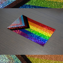 Load image into Gallery viewer, &quot;Progress Pride&quot; sticker (Stardust Glitter) by Daniel Quasar (USA)