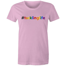 Load image into Gallery viewer, Tackling Life (AFT) on AS Colour - Women&#39;s Maple Tee (black hashtag)