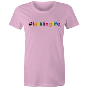 Tackling Life (AFT) on AS Colour - Women's Maple Tee (black hashtag)