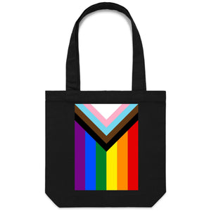 "Progress Pride" on canvas "Carrie" style tote bag