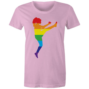 Rainbow Footy Girl (AFT) on AS Colour - Women's Maple Tee