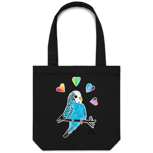 "Bluey" by Dead Peaceful on canvas "Carrie" style tote bag (print on demand)