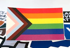 "Progress Pride" sticker by Daniel Quasar (USA)