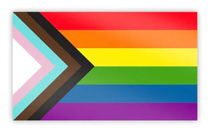 "Progress Pride" sticker by Daniel Quasar (USA)