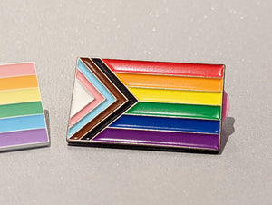 "Progress Pride" enamel pin by Daniel Quasar (USA)
