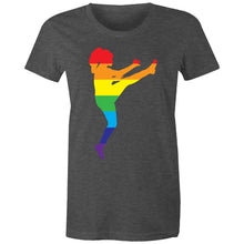 Load image into Gallery viewer, Rainbow Footy Girl (AFT) on AS Colour - Women&#39;s Maple Tee