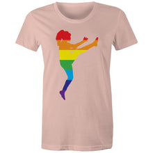 Load image into Gallery viewer, Rainbow Footy Girl (AFT) on AS Colour - Women&#39;s Maple Tee