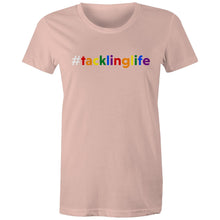 Load image into Gallery viewer, Tackling Life (AFT) on AS Colour - Women&#39;s Maple Tee (white hashtag)