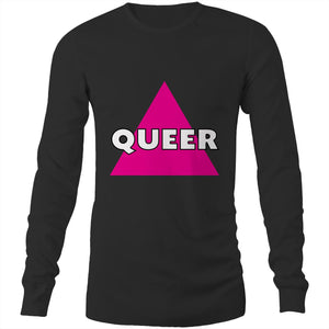 "QUEER" slogan - Mens Long Sleeve T-Shirt (AS Colour)